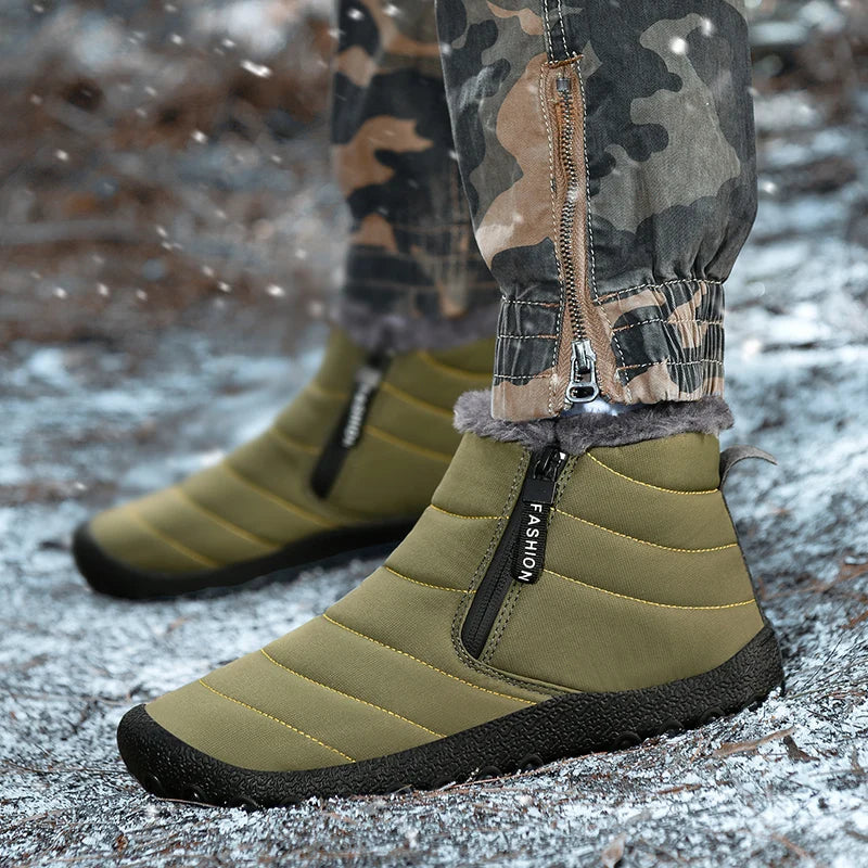 Men's Slip On Waterproof Snow Boots – Green