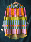 Amber | Women's Linen Blend Geometric Print Blouse