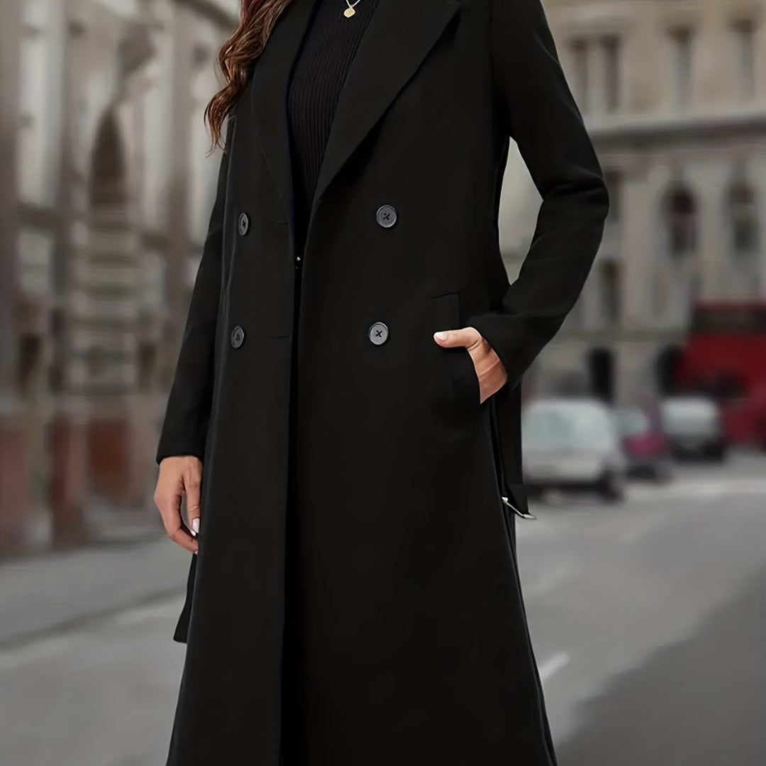Women's Long Belted Trench Coat – Black