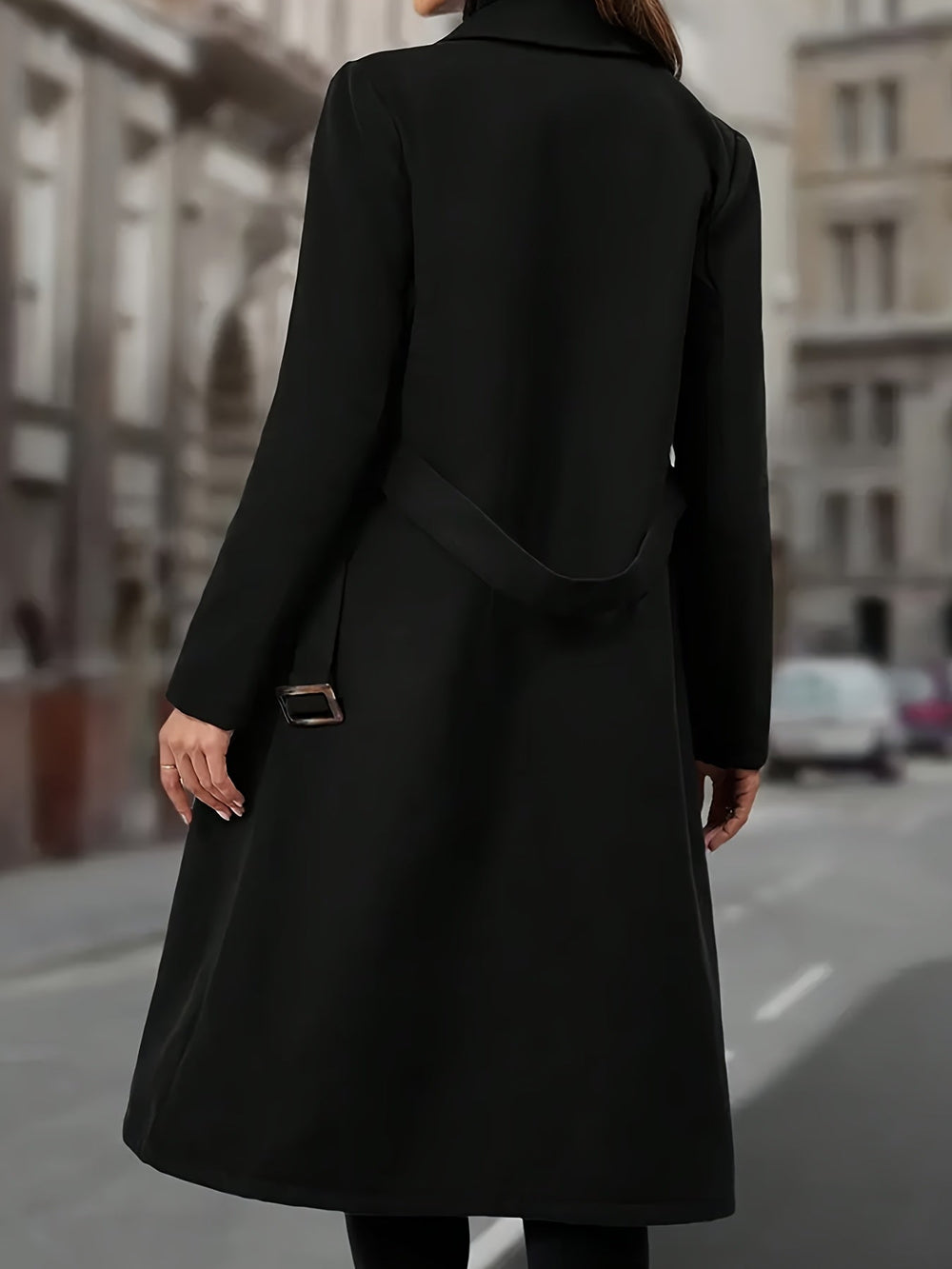 Women's Long Belted Trench Coat – Detail View