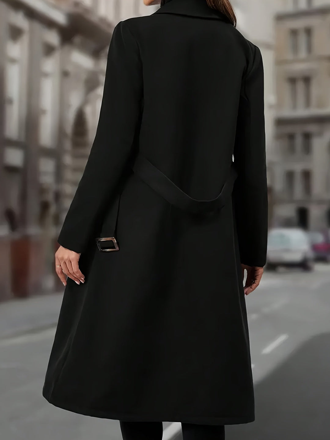 Women's Long Belted Trench Coat – Detail View