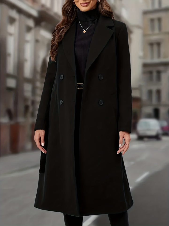 Women's Long Belted Trench Coat – Detail View