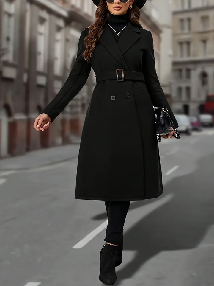 Women's Long Belted Trench Coat – Detail View