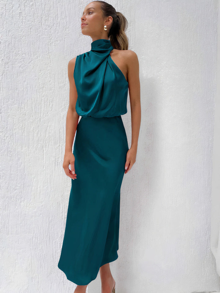 BIANCA - SATIN HALTER MIDI DRESS 10