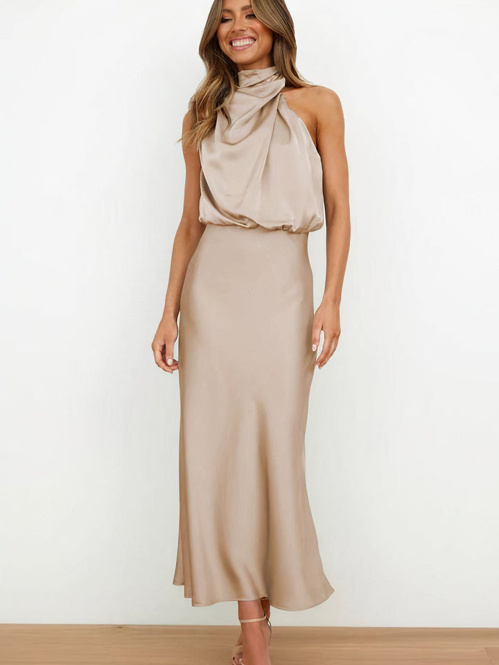 BIANCA - SATIN HALTER MIDI DRESS 2