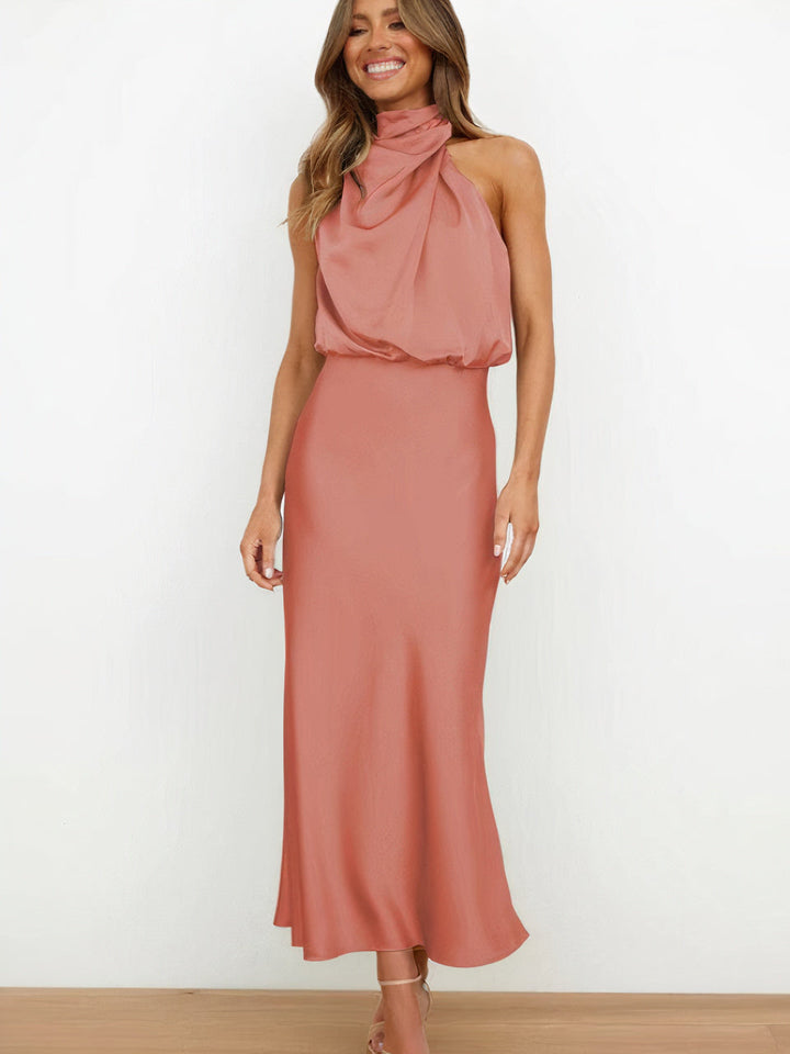 BIANCA - SATIN HALTER MIDI DRESS 4