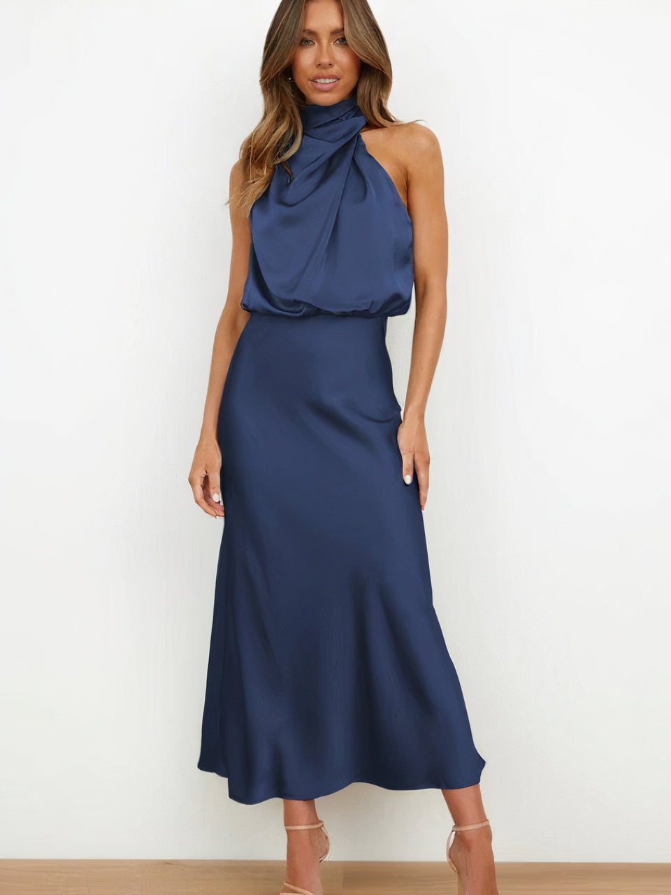 BIANCA - SATIN HALTER MIDI DRESS 5