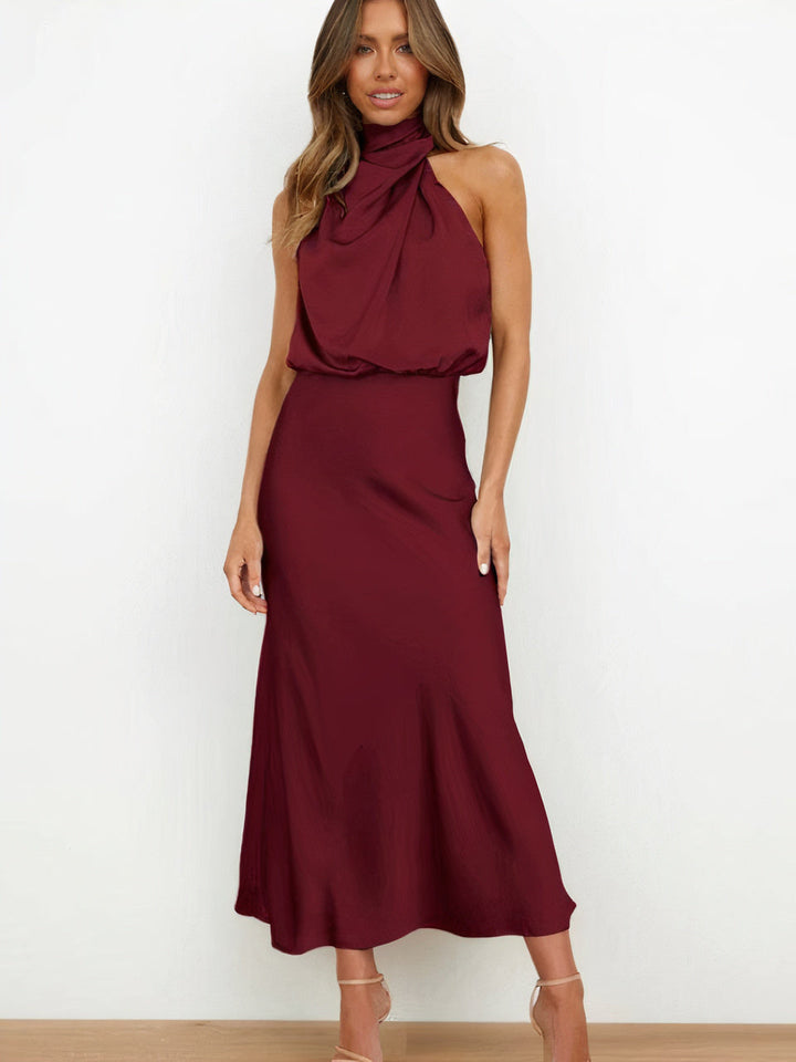 BIANCA - SATIN HALTER MIDI DRESS 6