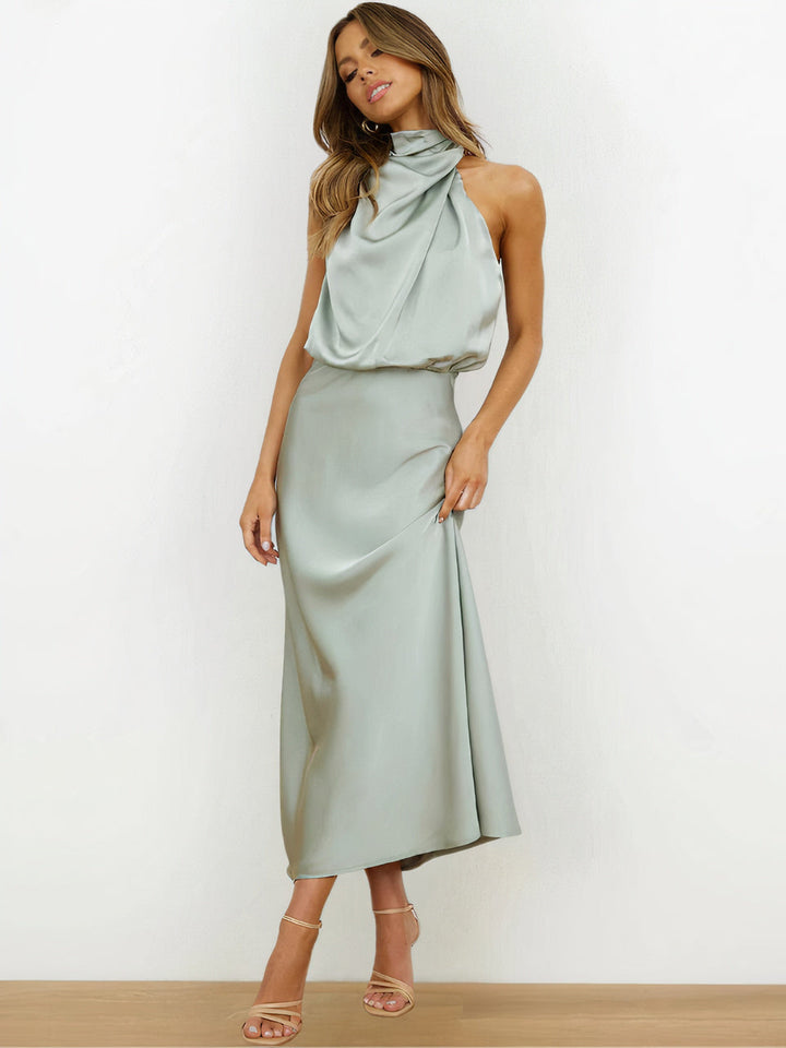 BIANCA - SATIN HALTER MIDI DRESS 8