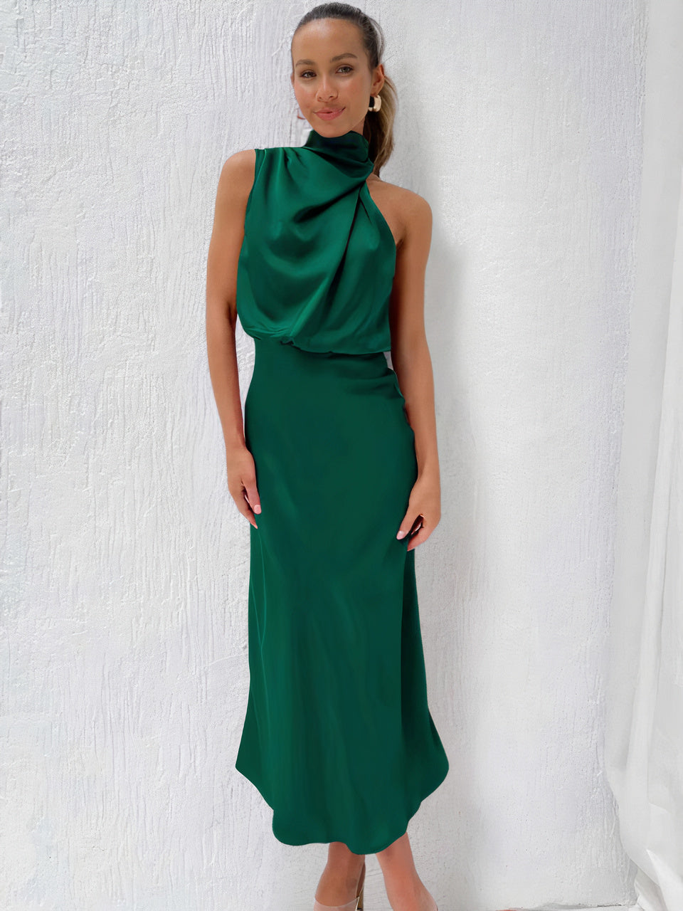 BIANCA - SATIN HALTER MIDI DRESS 9