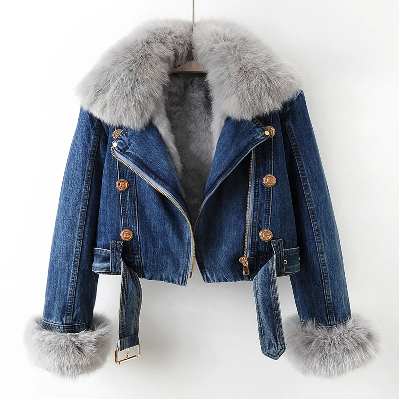 BIJOU - FAUX FUR CROPPED DENIM JACKET 2