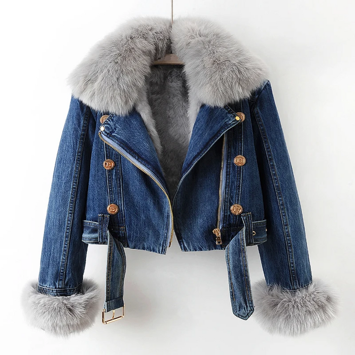 BIJOU - FAUX FUR CROPPED DENIM JACKET 2