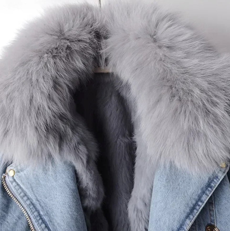 BIJOU - FAUX FUR CROPPED DENIM JACKET 4