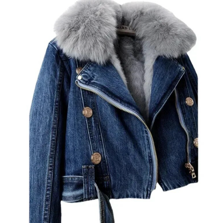 BIJOU - FAUX FUR CROPPED DENIM JACKET 5