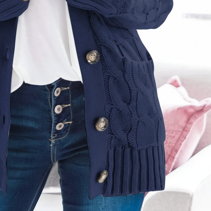 BRIGITTE | WOMEN'S CABLE KNIT CARDIGAN LONG SWEATER POCKETS 6