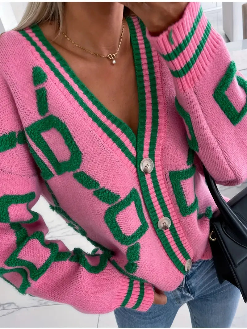 BROOKLYN | WOMEN'S V NECK SWEATER BUTTON DOWN KNIT 1