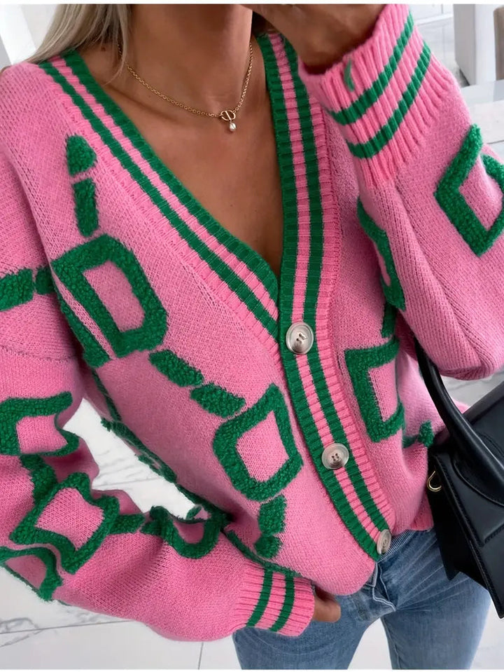 BROOKLYN | WOMEN'S V NECK SWEATER BUTTON DOWN KNIT 1