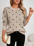 Women's Polka Dot Round Neck Knit Sweater