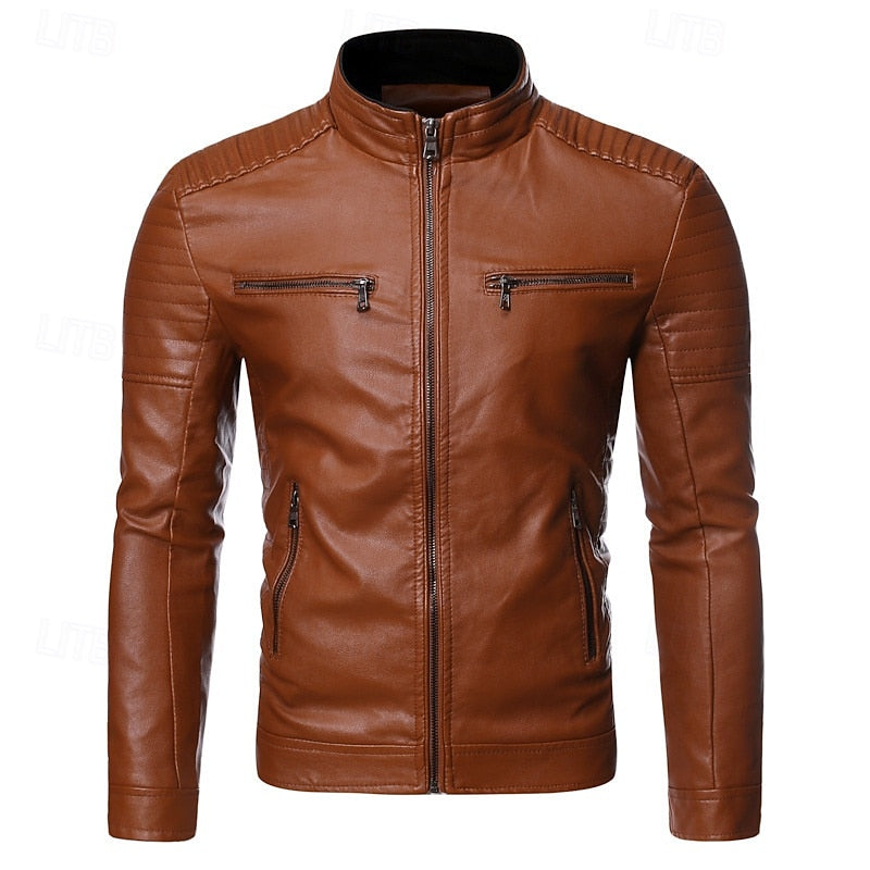 CALDWELL - PADDED BIKER MEN'S LEATHER JACKET 1