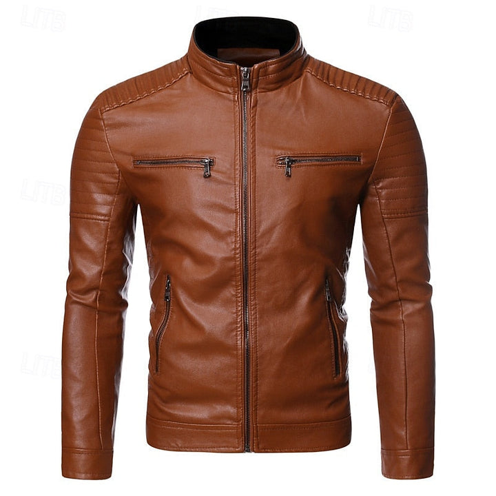 CALDWELL - PADDED BIKER MEN'S LEATHER JACKET 1