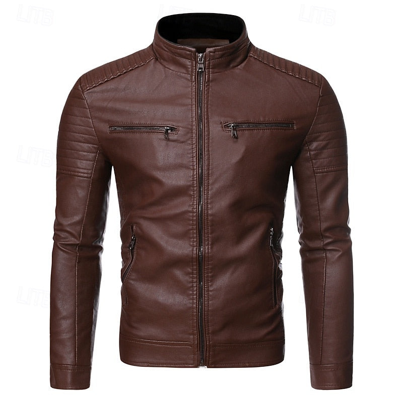 CALDWELL - PADDED BIKER MEN'S LEATHER JACKET 2