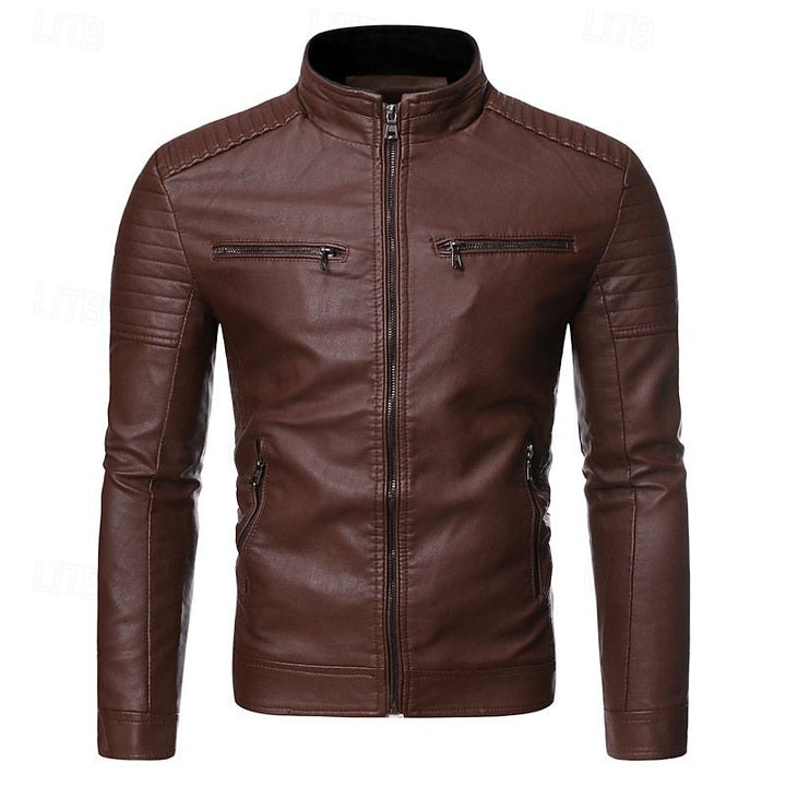 CALDWELL - PADDED BIKER MEN'S LEATHER JACKET 2
