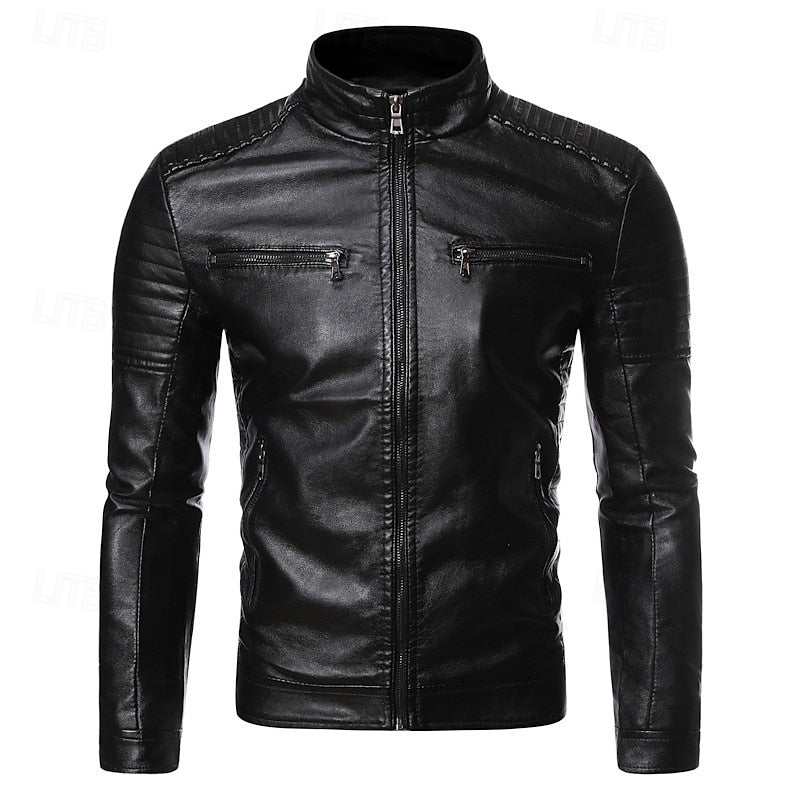 CALDWELL - PADDED BIKER MEN'S LEATHER JACKET 3
