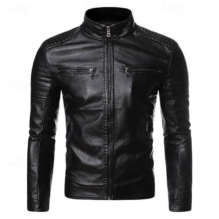 CALDWELL - PADDED BIKER MEN'S LEATHER JACKET 3