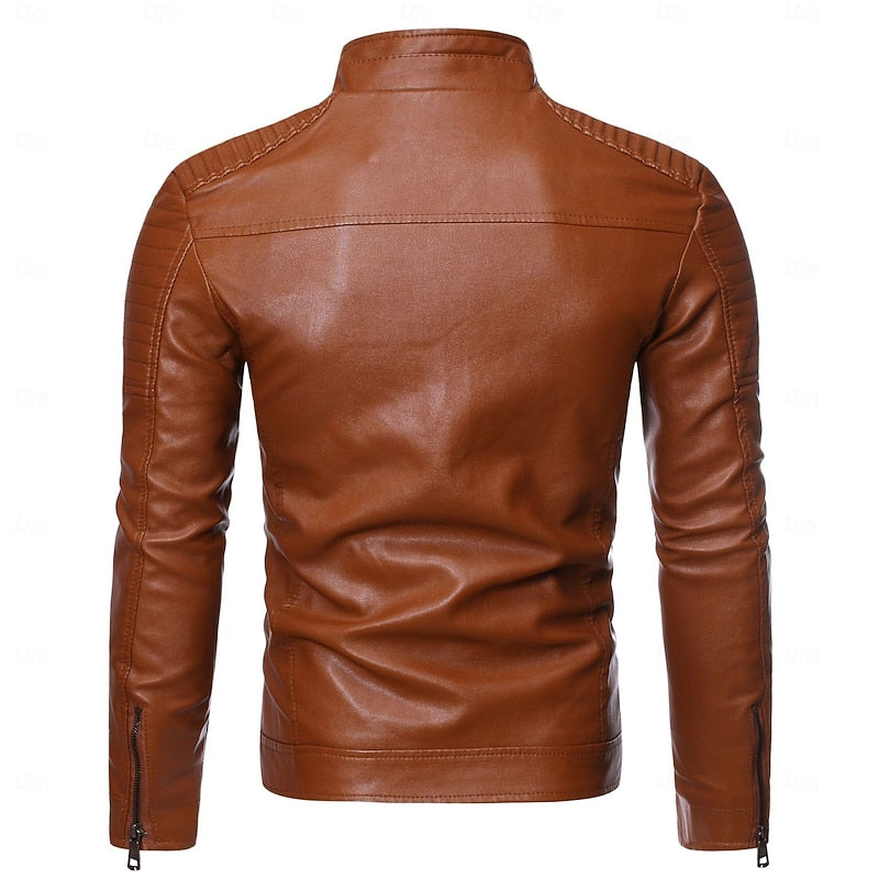 CALDWELL - PADDED BIKER MEN'S LEATHER JACKET 5