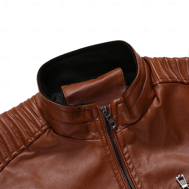 CALDWELL - PADDED BIKER MEN'S LEATHER JACKET 6