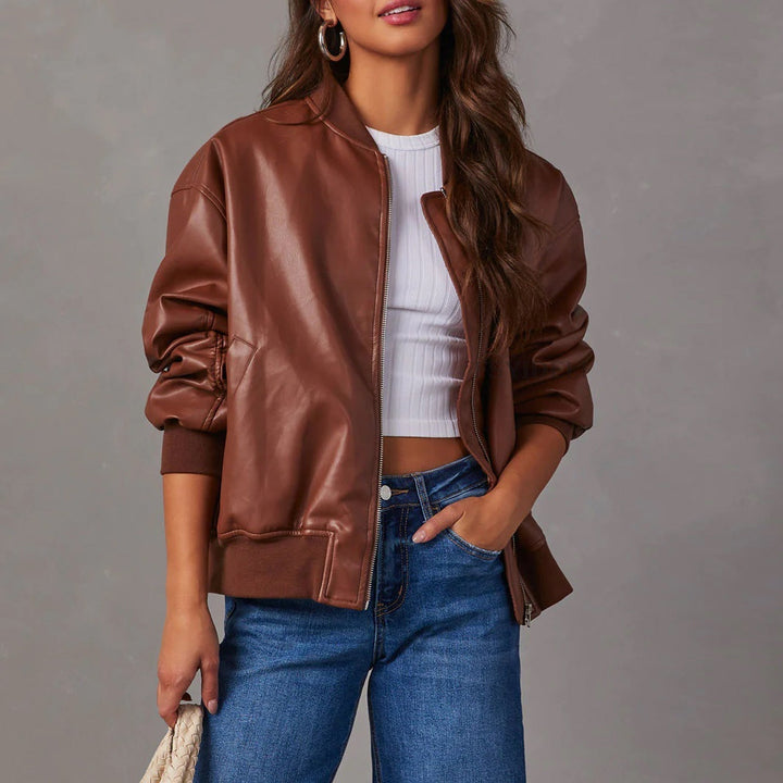 CAPUCINE - OVERSIZED FAUX LEATHER BOMBER JACKET 1