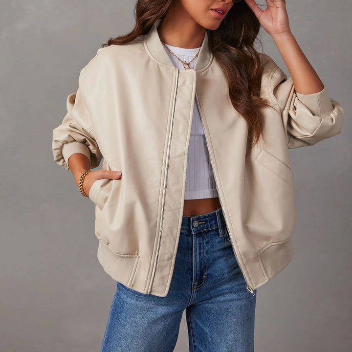 CAPUCINE - OVERSIZED FAUX LEATHER BOMBER JACKET 2