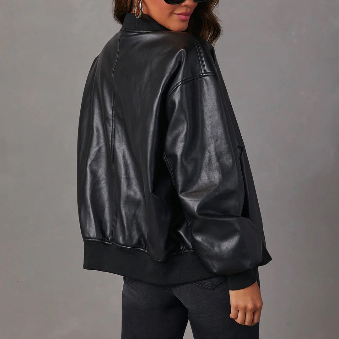 CAPUCINE - OVERSIZED FAUX LEATHER BOMBER JACKET 8