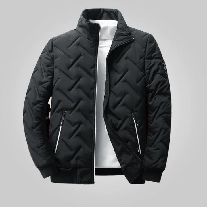 Men's Quilted Bomber Jacket – Detail View
