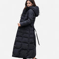 CASSANDRE | WOMEN'S BELTED LONG PUFFER COAT FUR HOOD