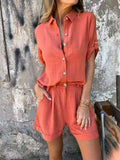 Jolie | Women's Cotton Linen Shirt and Shorts Set
