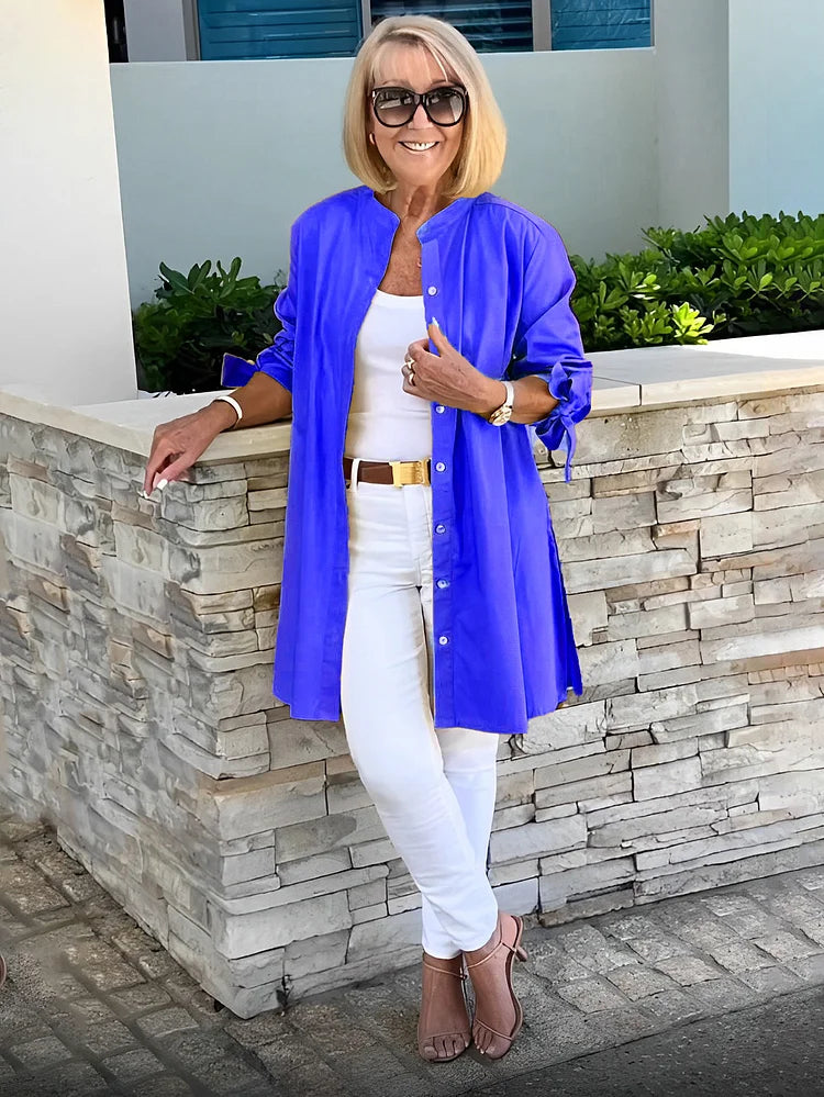 ELLARIA – GATHERED BACK COTTON SHIRT JACKET