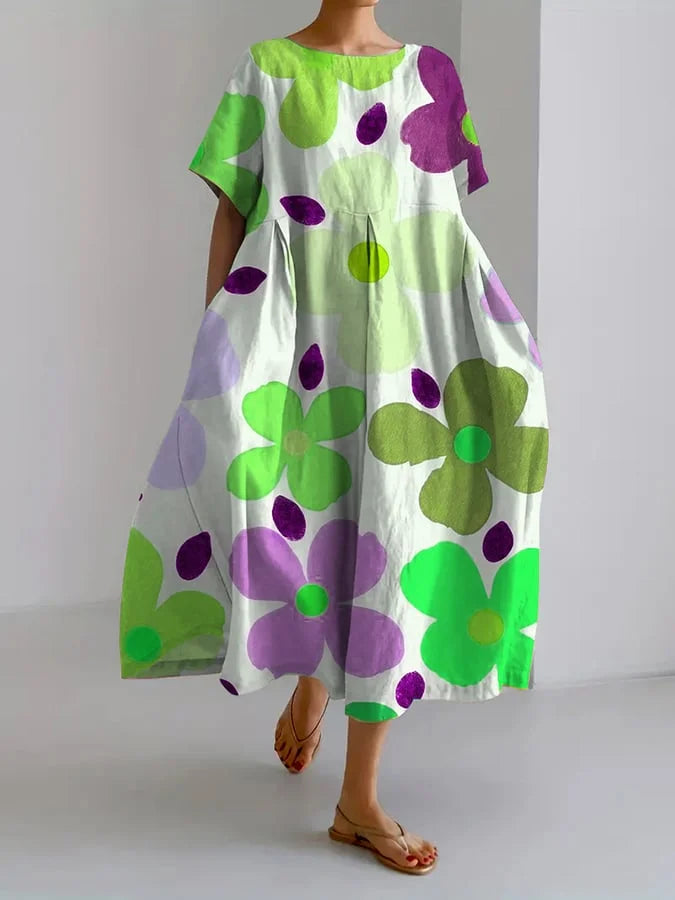 ELIANA - Midi Floral Dress with Carefree Style