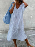 Raelene | Women's Striped V-Neck Midi Dress