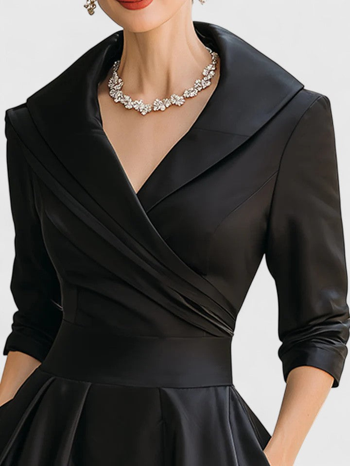 Celestine - Elegant Wrap Waist A-Line Midi Fall Dress 4