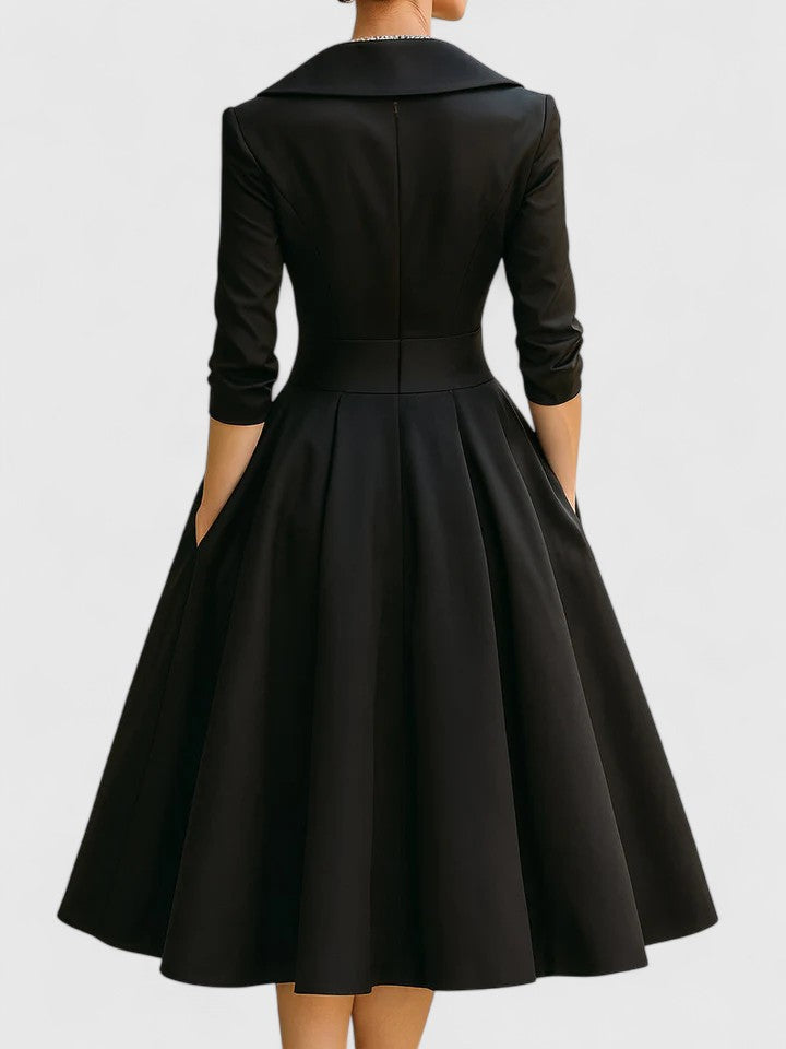 Celestine - Elegant Wrap Waist A-Line Midi Fall Dress 6