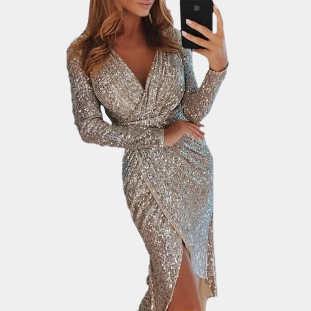 CELINE - SEQUIN WRAP MIDI DRESS 1