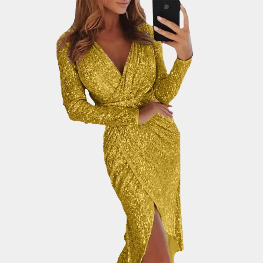 CELINE - SEQUIN WRAP MIDI DRESS 2
