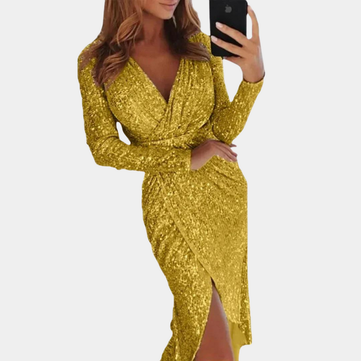 CELINE - SEQUIN WRAP MIDI DRESS 2