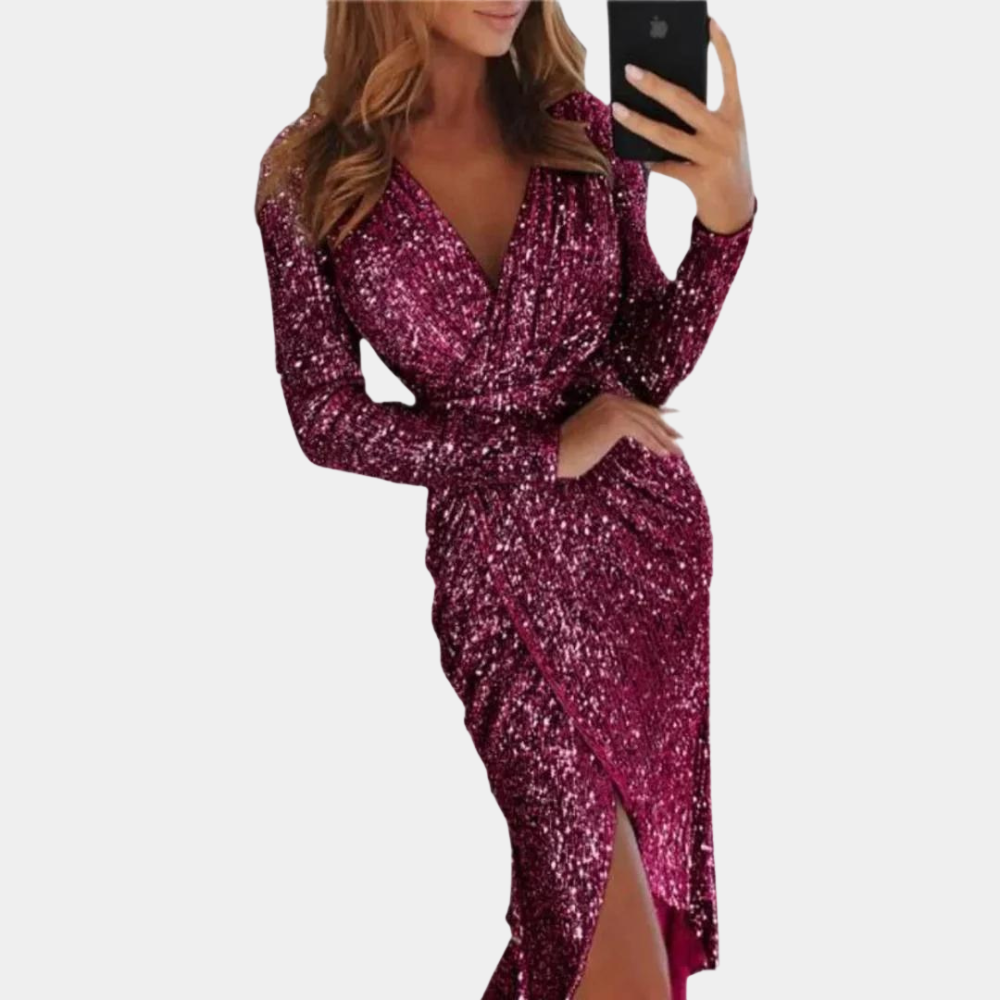 CELINE - SEQUIN WRAP MIDI DRESS 3