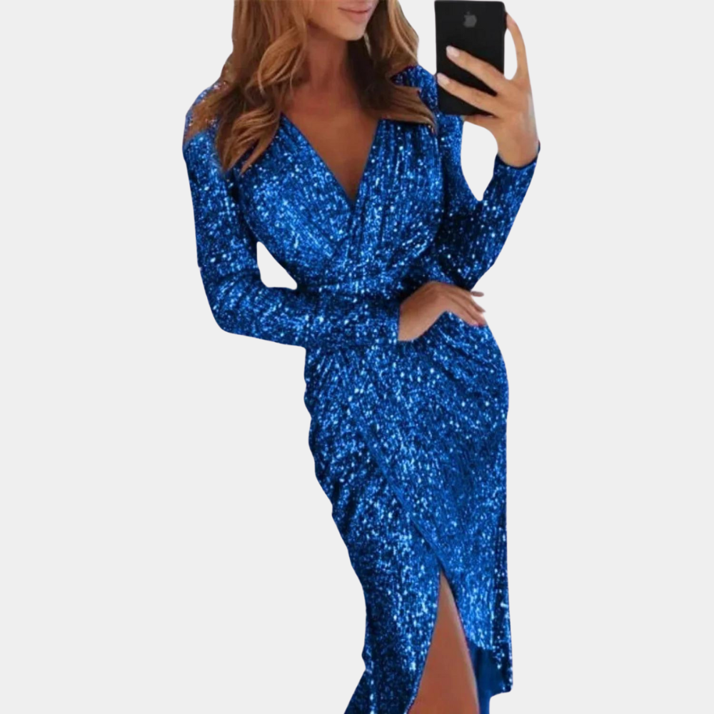 CELINE - SEQUIN WRAP MIDI DRESS 6