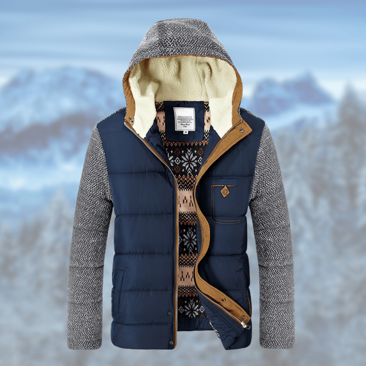 Men's Hooded Quilted Sherpa Jacket – Navy