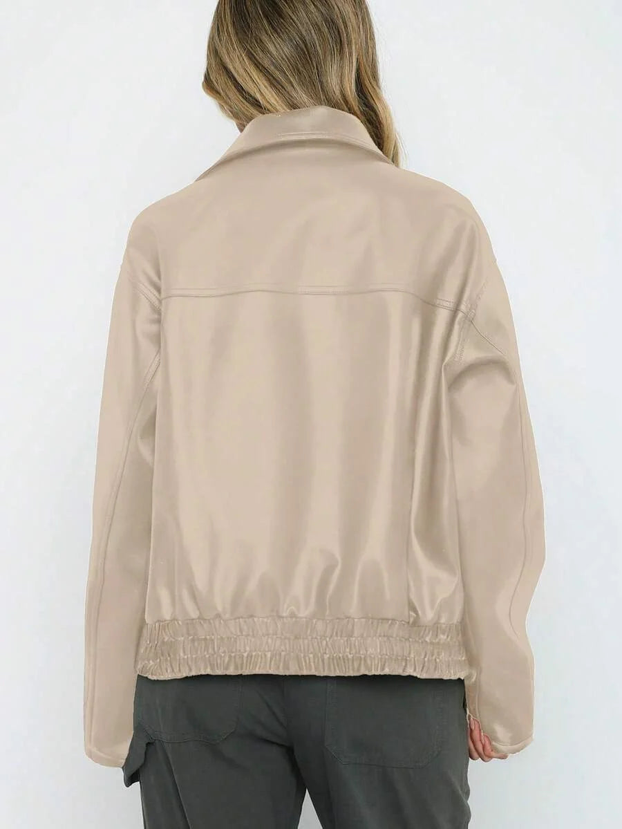 CLEMENCE - OVERSIZED WIDE COLLAR FAUX LEATHER JACKET 9