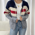 Clemence | Women's Striped Hooded Zip Cardigan