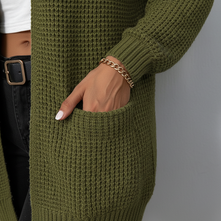 CLEMENTINE | WOMEN'S OPEN FRONT CARDIGAN LONG KNIT WITH POCKETS 7